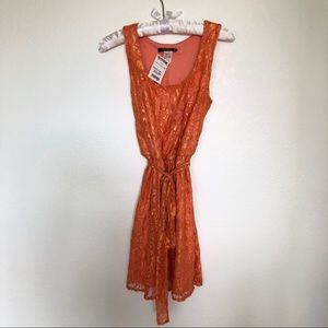 Orange & gold lace dress